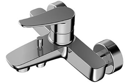 Mélangeur de bain ACTIVO E 153 mm, raccords d'arrêt 1/2" x 3/4", sans douche tuyau de douche et support groupe acoustique NT, chromeline