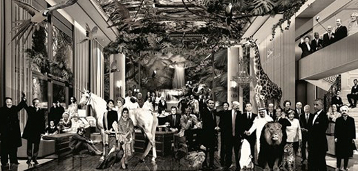 James Chiew - "We are the world" (sepia) 200 x 100 cm Artwork on plexiglass