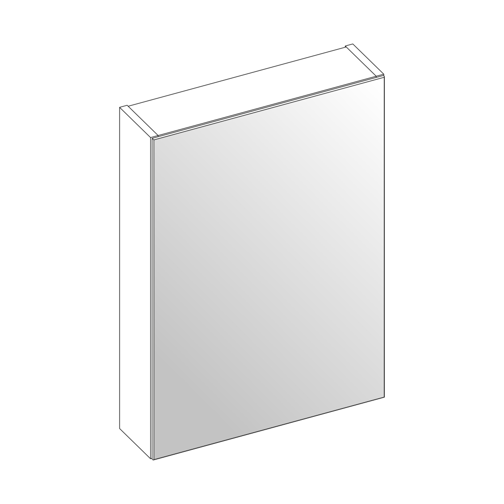 Armoire de toilette SKY, L60xH70xP13.5 cm, porte à double miroir, charnière gauche ou droite, corps/face mélaminé, Finitions Dekorativo 3D à choix, sans applique et sans prise