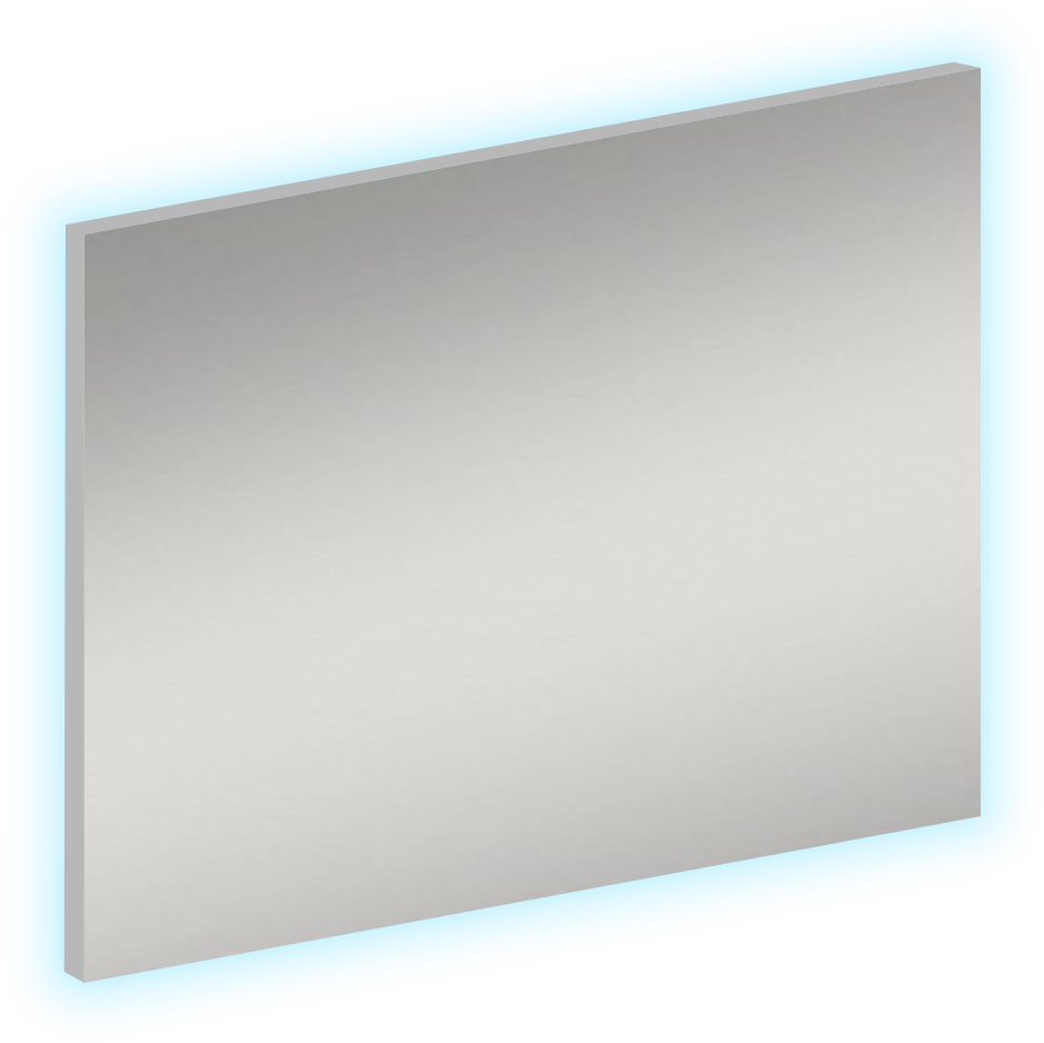 Miroir rectangulaire retroéclairé pour applique, L60.0xH70.0xP2.6 cm, sans interrupteur, bande LED blanche sur tout le périmètre à l'exception de la partie occupée par l'applique, Lumière froide 6000°K, sans applique