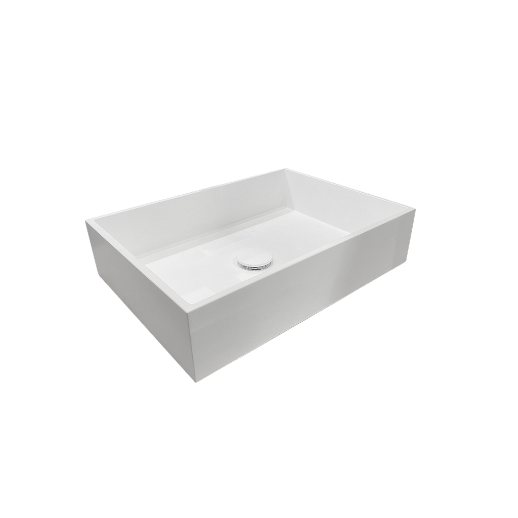 Vasque à poser TECH 50, L49.0xH12.0XP37.0 cm, en Tecnoril, sans trop-plein, ni bonde d'écoulement assortie (AVCPMN107)