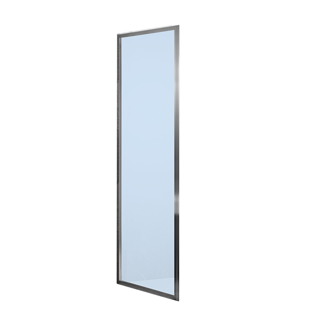 Paroi fixe MELODIE19 N°03,  87.5-91.5 cm, H 200 cm, verre véritable transparent 6 mm, profiles argent brillant