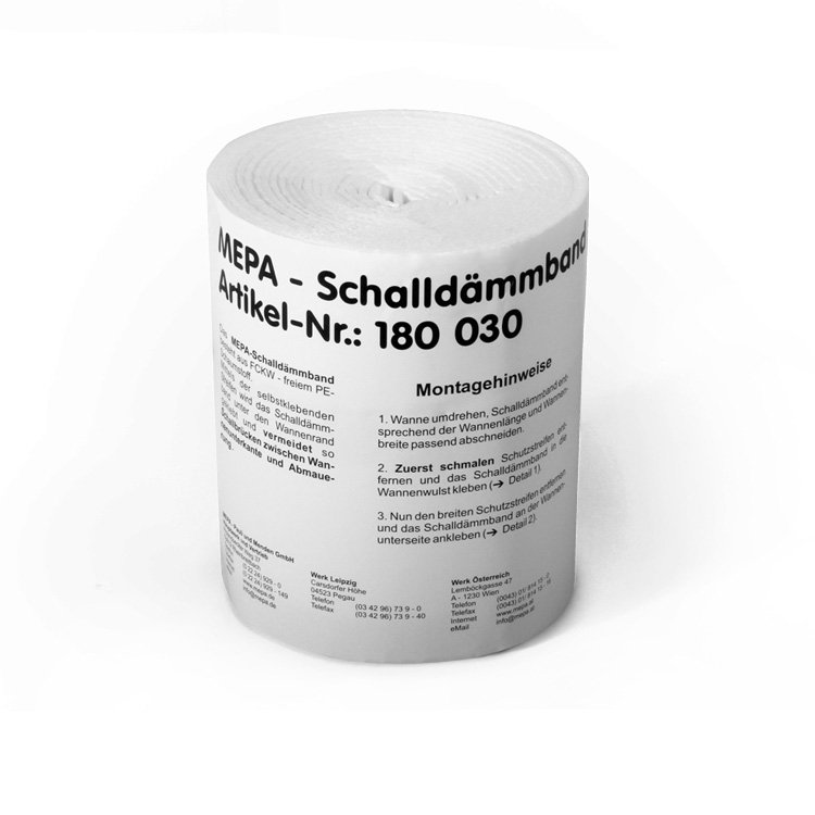 Profil insonorisant MEPA rouleau 3,3 m, largeur 120 mm autocollant, pour baignoires acier et matière synthétique