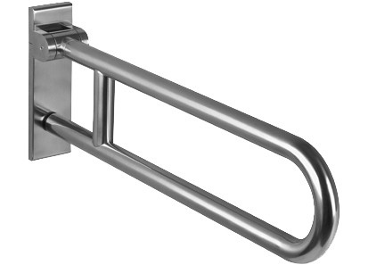 Barre d'appui escam. HEWI 805 S 60 cm, D 33 mm, acier plaque murale, plaque de recouvrement en acier inoxydable poncé, sans set de fixation Nr. BM10.2.1