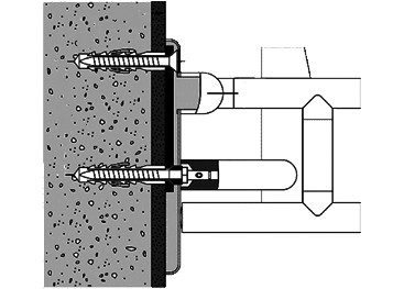 Set de fixation HEWI BM10.2.1 pour le fixation à les deux côtés pour barre d'appui murale et escamotable 2 vis spéciale en acier inoxydable, 2 douilles de centrage, 2 tampons, pour béton