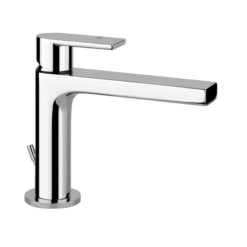 Mélangeur de lavabo VIA MANZONI S 128 mm, goulot fixe vidage excentrique, tuyaux de raccordement flexibles 3/8", groupe acoustique I, débit 5 l/min, chromé