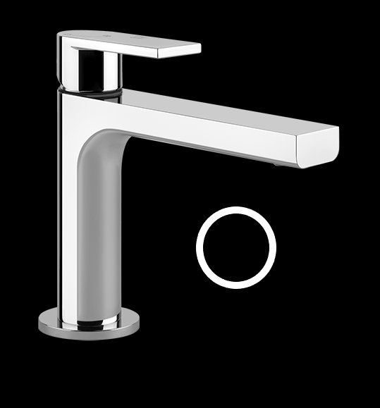 Mélangeur de lavabo VIA MANZONI S 128 mm, goulot fixe EcoGreen eau froide par position du levier au milieu sans vidage, tuyaux de raccordement flexibles 3/8", groupe acoustique I, débit 5 l/min, 299 noir XL