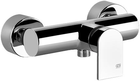 Mélangeur de douche VIA MANZONI E 150 mm, avec raccords excentriques 1/2 X 1/2, sans tuyau de douche et douchette, groupe acoustique II, débit 27 l/min, chromé