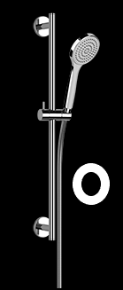 Glissière de douche 60 cm EMPORIO, rosace ronde, inclus flexible 150 cm et douchette à main 1 jet, 299 noir XL