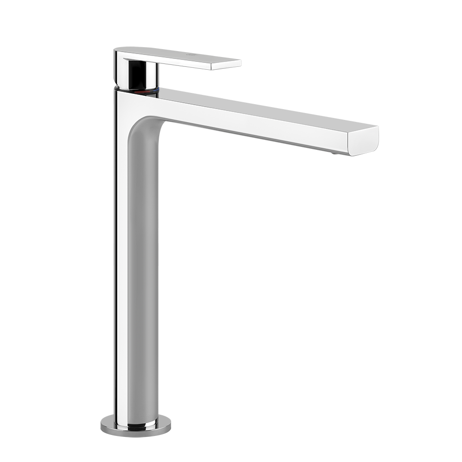 Mélangeur de lavabo VIA MANZONI S 212, goulot fixe EcoGreen eau froide par position du levier au milieu, H jusqu'à l'aérateur 252 mm, H levier 297 mm, sans vidage, tuyaux de raccordement flexibles 3/8", groupe acoustique I, débit 5 l/min, chromé