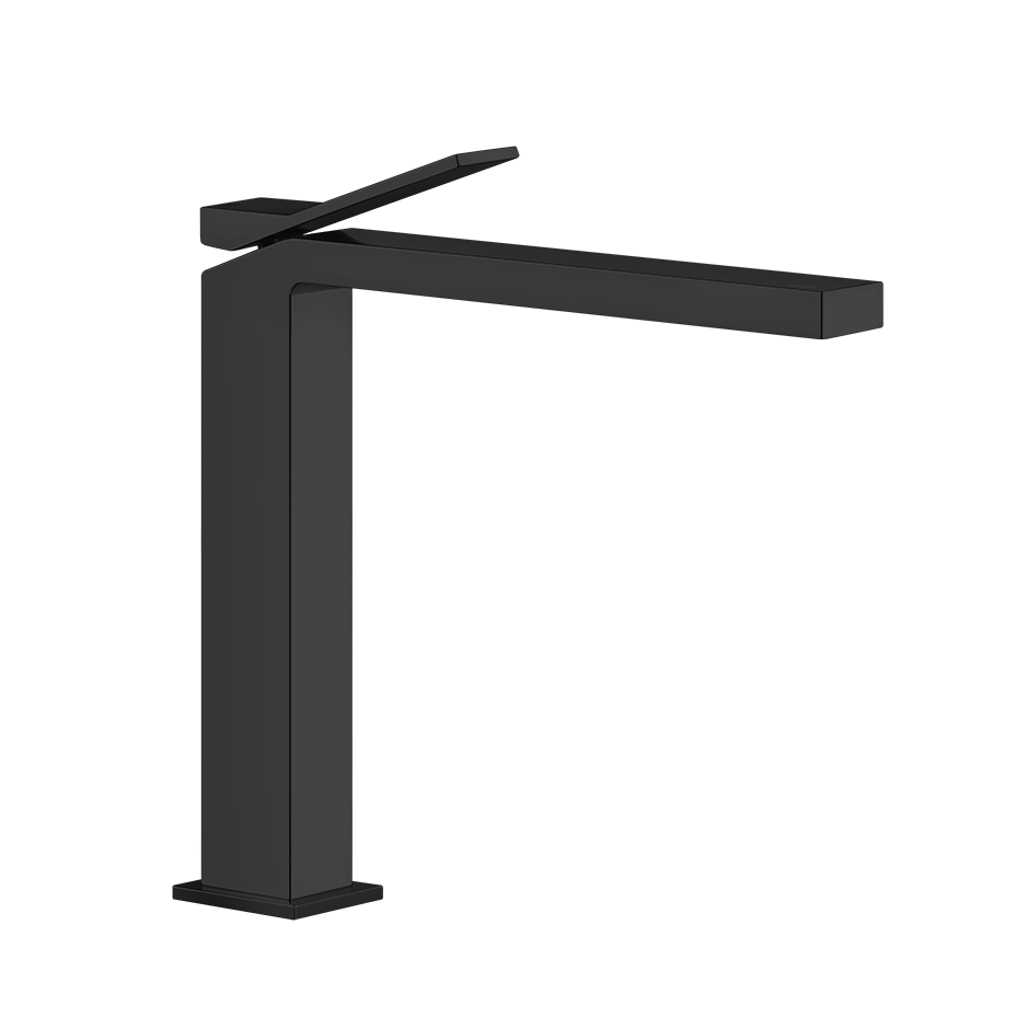 Mélangeur de lavabo RETTANGOLO K, S 209, goulot fixe H jusqu'à l'aérateur 245 mm, H levier 299 mm, sans vidage, tuyaux de raccordement flexibles 3/8", groupe acoustique NT, 299 noir XL