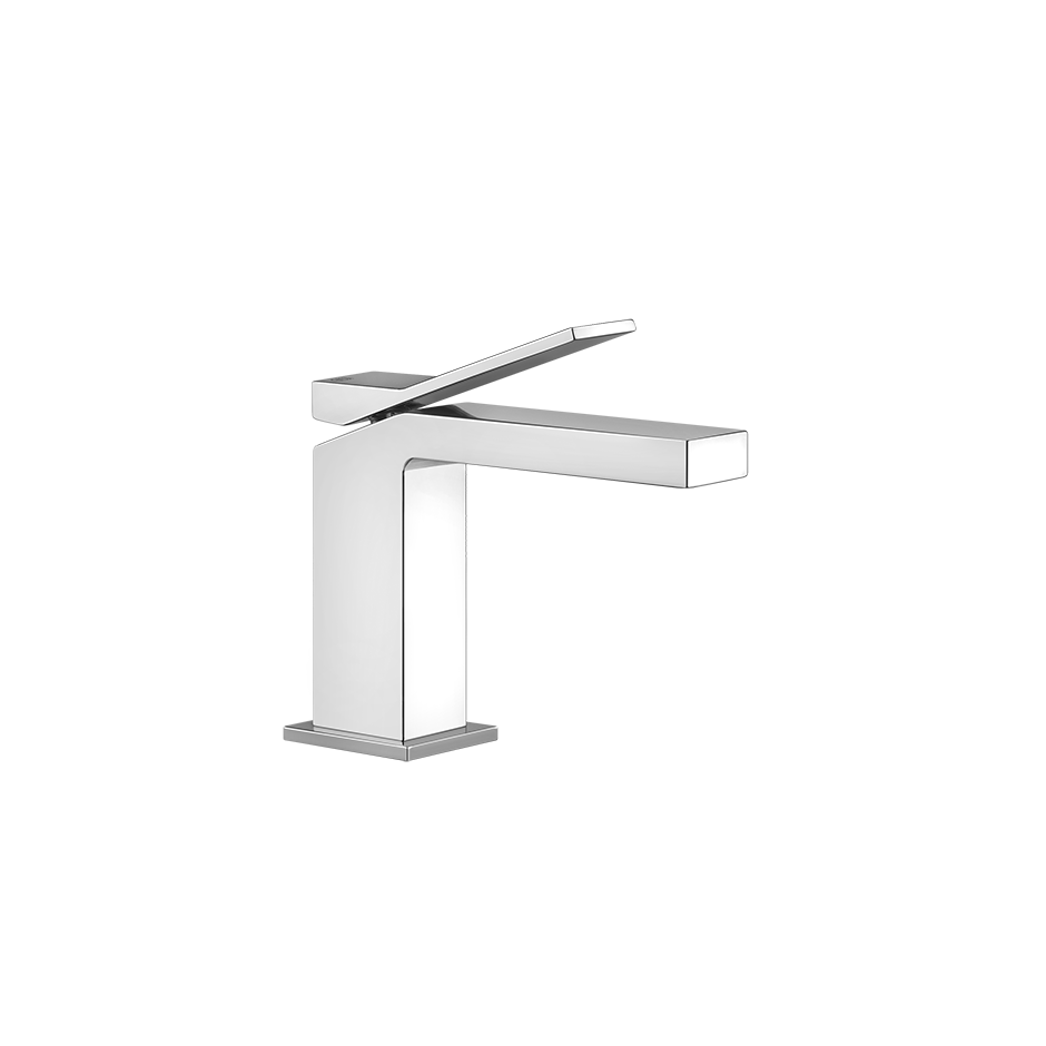Mélangeur de lavabo RETTANGOLO K, S 128 mm, goulot fixe sans vidage, tuyaux de raccordement flexibles 3/8", groupe acoustique NT, chromé