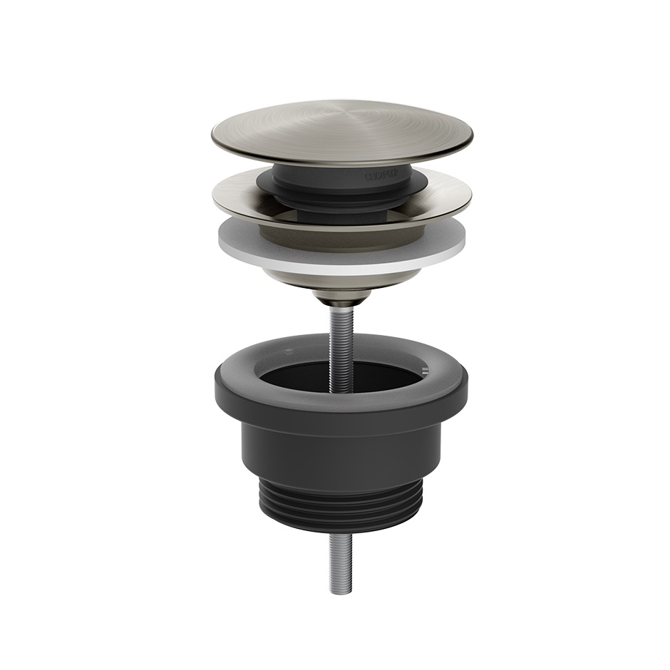 Vidage automatique Diam. 63 mm, GESSI, "Stop/Go" avec sortie libre, sans trop plein, G 1-1/4", 239 acier brossé