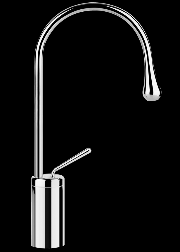 Mélangeur de lavabo GOCCIA S 216 mm, goulot orientable H jusqu'à aérateur 221 mm, sans vidage, tuyaux de raccordement flexibles 3/8", groupe acoustique NT, chromé