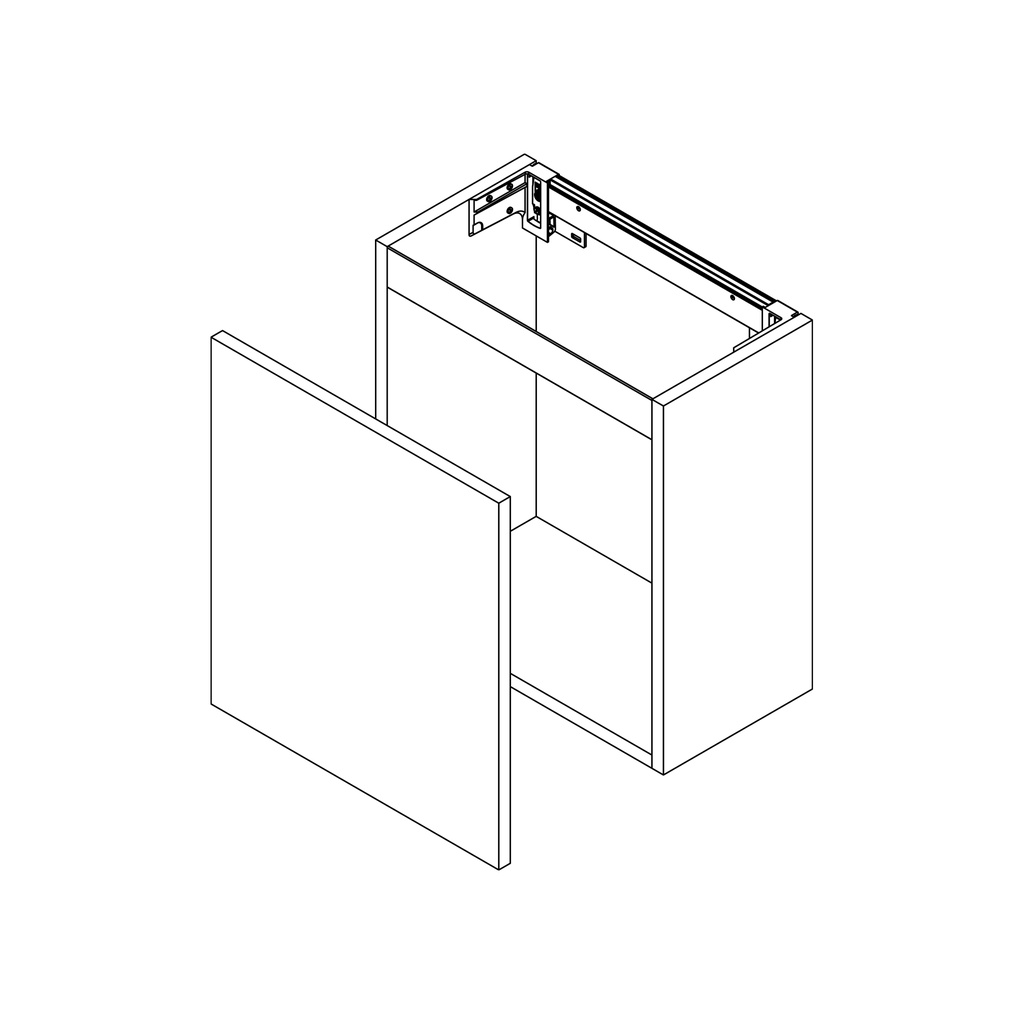 Elément inférieur sous-meuble THEO pour lave-mains P 25.3 x L 45.0 x H 50.0 cm, ouverture Push&Pull sur porte (indiquer ouverture porte à droite ou à gauche A CONFIRMER), mélaminé, Finitions Dekorativo 3D à choix A CONFIRMER