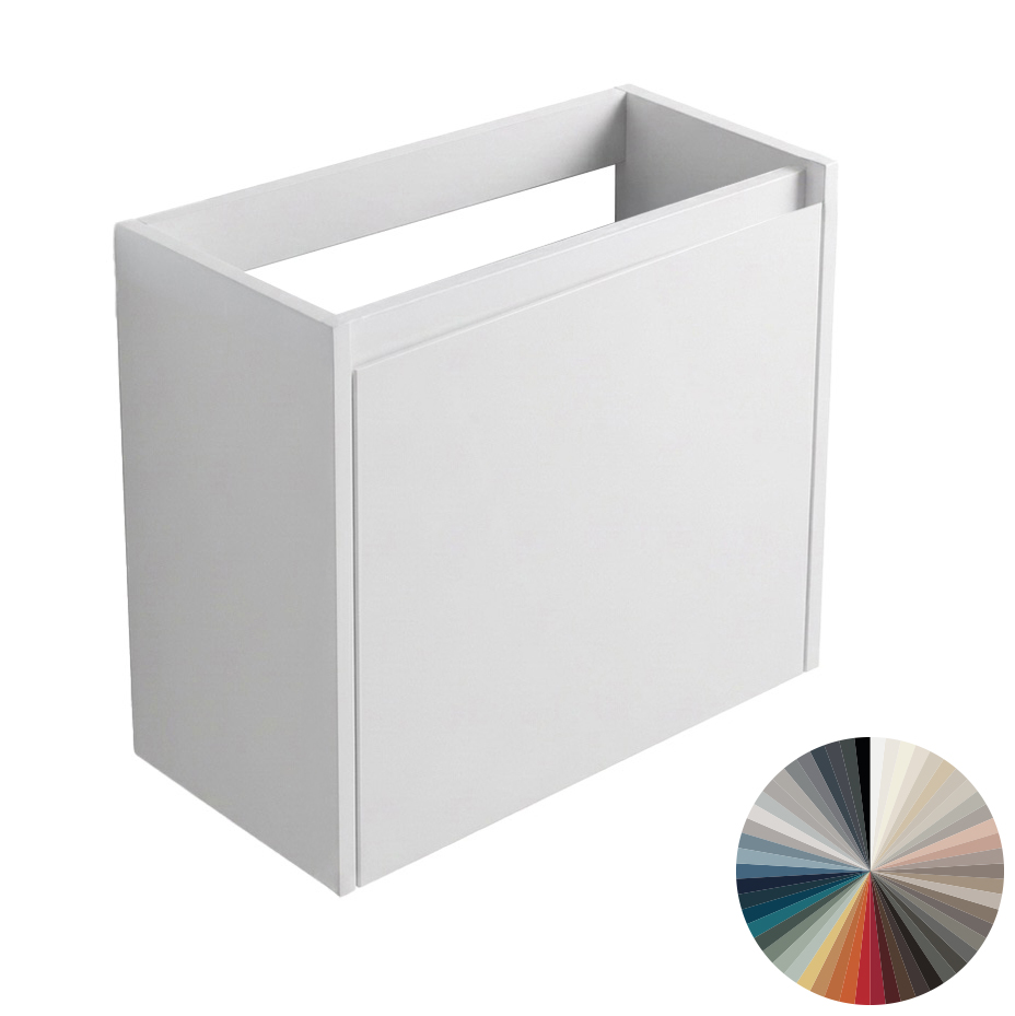 Elément inférieur sous-meuble THEO pour lave-mains P 20.0 x L 45.0 x H 50.0 cm, ouverture Push&Pull sur porte (indiquer ouverture porte à droite ou à gauche A CONFIRMER), laqué, Finitions couleur brillante, Soft-Touch Metal à choix A CONFIRMER