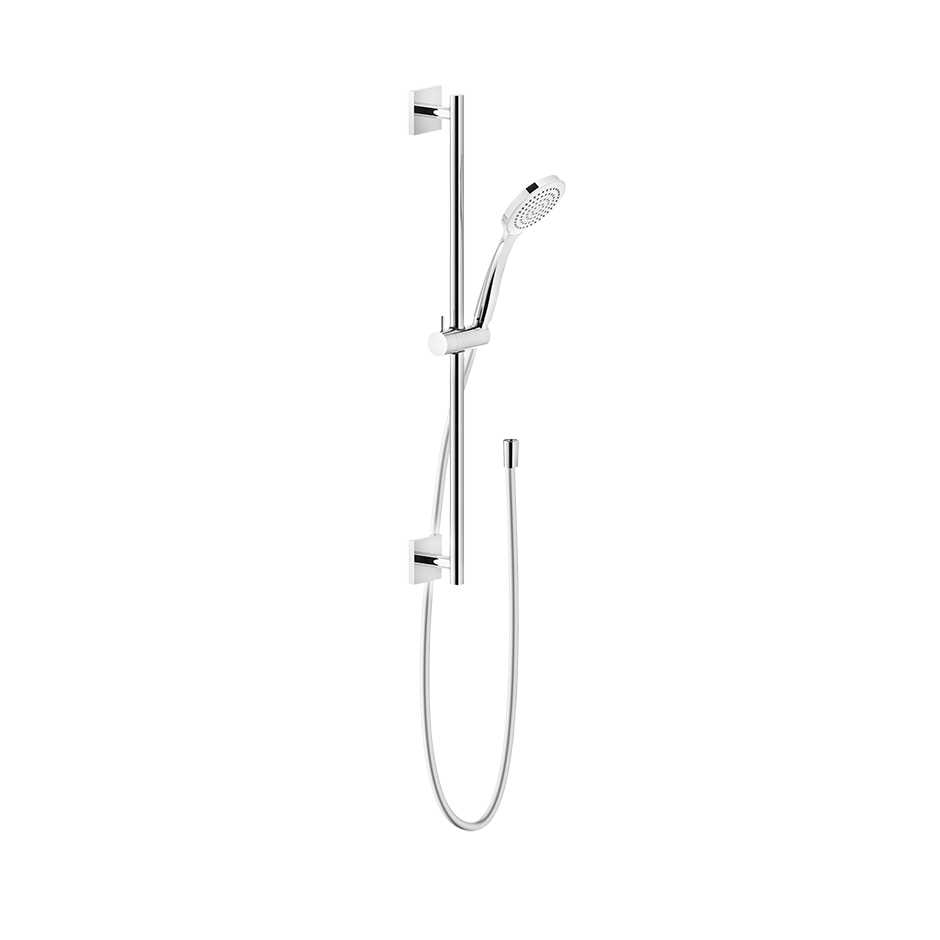 Glissière de douche GESSI® EMPORIO rosace carrée, inclus flexible 150 cm et douchette à main 1 jet, chromé