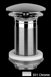 Vidage Diam. 63 mm, capuchon 72 mm, EMPORIO, G 1-1/4", H 100 mm, toujours ouvert, sans trop-plein, chromé