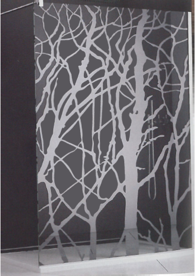 Paroi fixe WALK-IN EASY avec profilé mural de compensation, largeur 100 cm, H 200 cm, finition poli brillant, verre Sécurit 8 mm, chromé, Décor 62 TREE