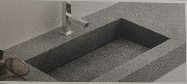 Vasque COVER ou à choix, L50xP30xH12 cm, moulé dans le plan en vasque intégrée, sans trop-plein, avec bonde, fond amovible, exécution Grès - Coloris (Finition Catégorie LA / couleur à choix A CONFIRMER)