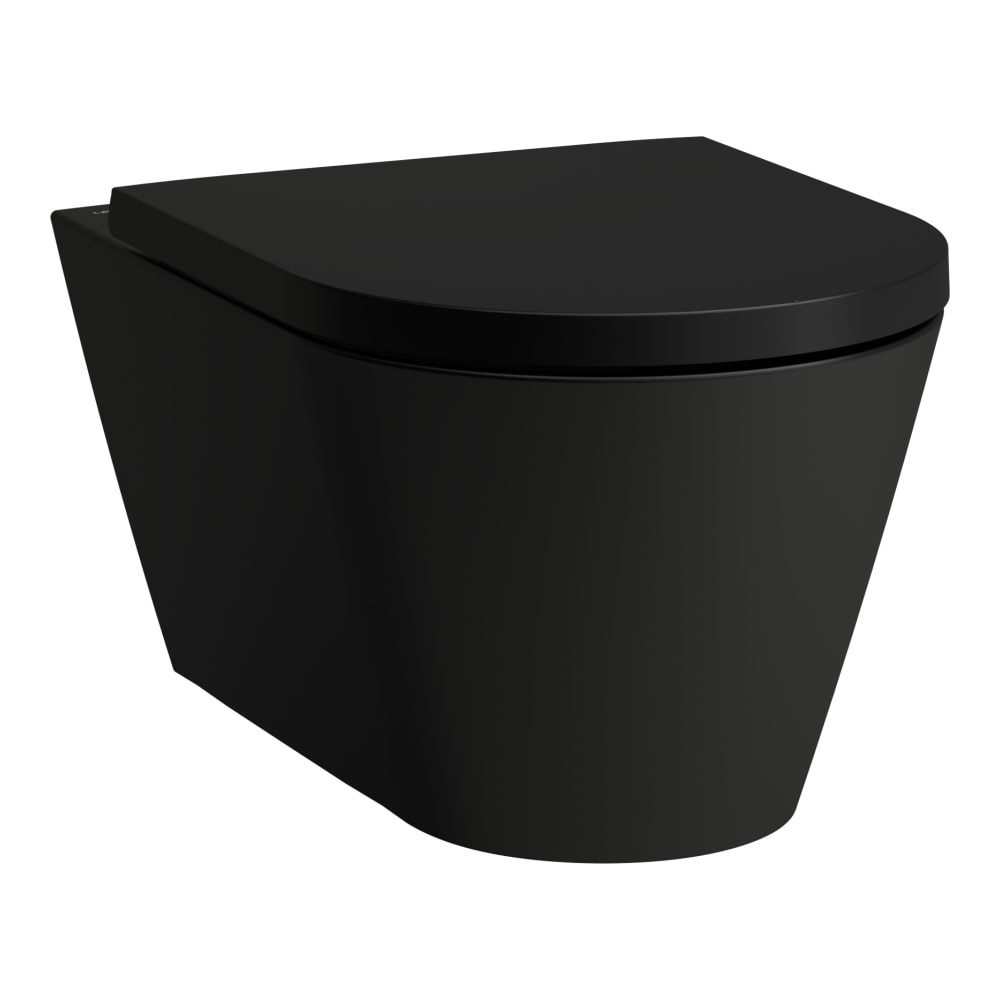 Cuvette murale KARTELL UP rimless, céramique, pour chasse d'eau à encastrer matériel de fixation, standard - Noir mat 716