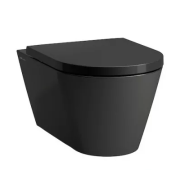 Cuvette murale KARTELL UP rimless, céramique, pour chasse d'eau à encastrer matériel de fixation, standard - Noir mat 716