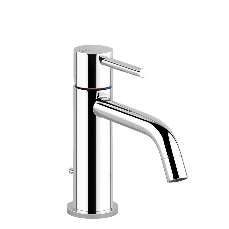 Mélangeur de lavabo VIA TORTONA S 127 mm, goulot fixe vidage excentrique, tuyaux de raccordement flexibles 3/8", groupe acoustique I, débit 5 l/min, chromé