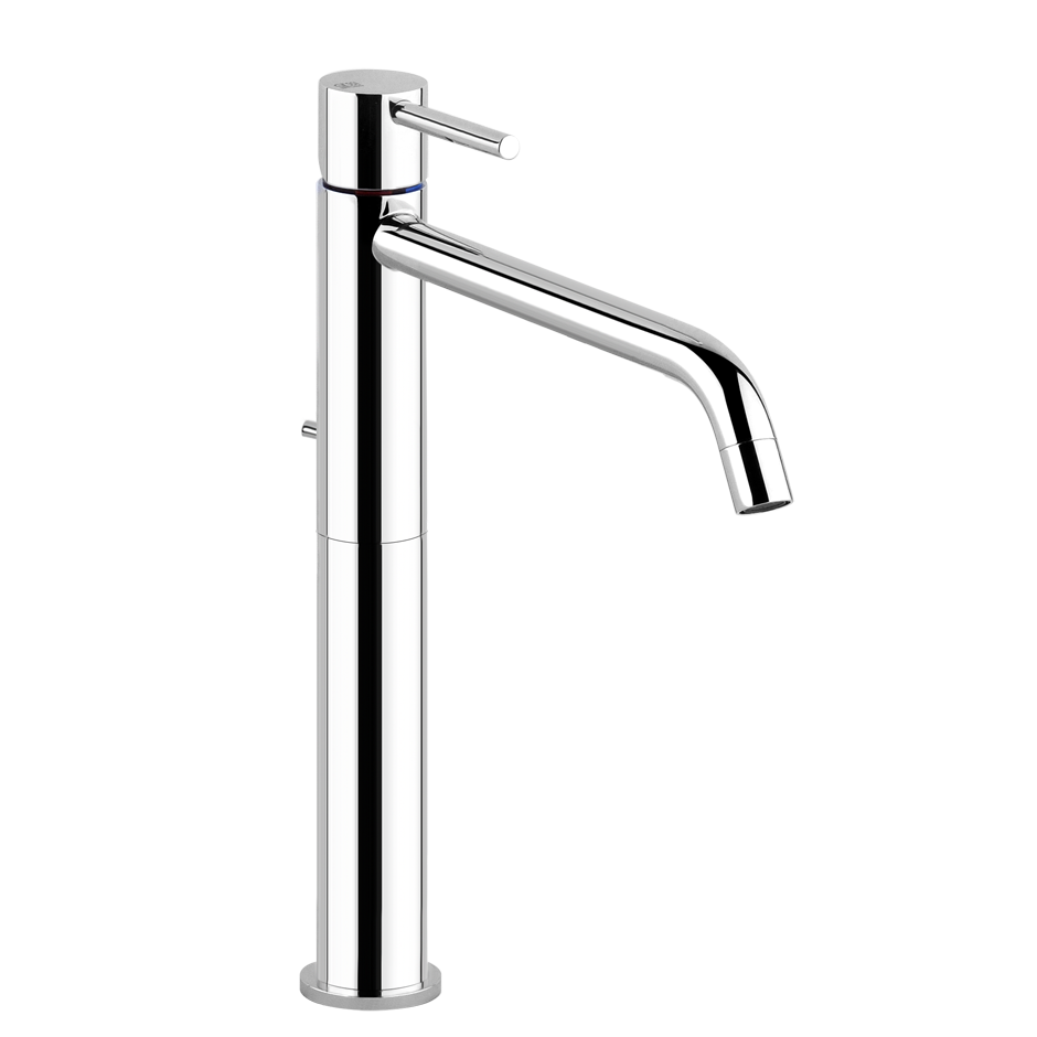 Mélangeur de lavabo VIA TORTONA S 211 mm, goulot fixe H jusqu'à l'aérateur 215 mm, H levier 297 mm, vidage excentrique, tuyaux de raccordement flexibles 3/8", groupe acoustique I, débit 5 l/min, chromé