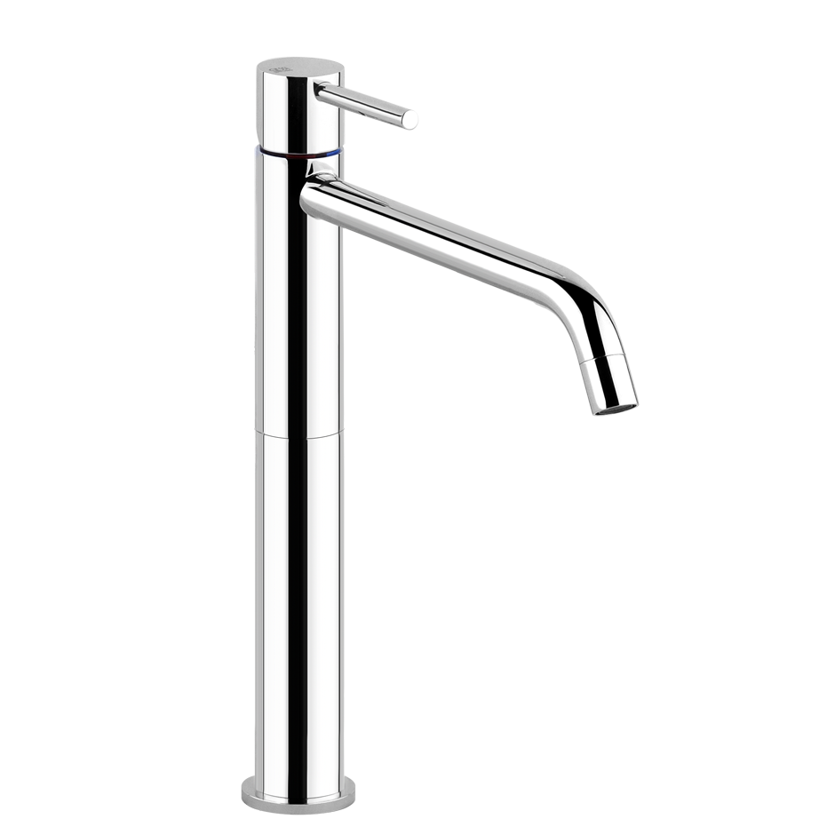 Mélangeur de lavabo VIA TORTONA S 211 mm, goulot fixe H jusqu'à l'aérateur 215 mm, H levier 297 mm, sans vidage, tuyaux de raccordement flexibles 3/8", groupe acoustique I, débit 5 l/min, chromé