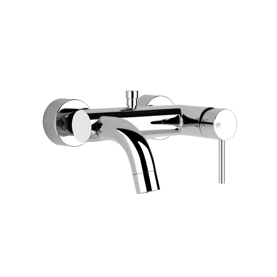 Mélangeur de bain VIA TORTONA, E 150 mm, avec raccords excentriques 1/2 X 3/4, sans tuyau de douche et douchette, groupe acoustique II, débit 20 l/min, chromé