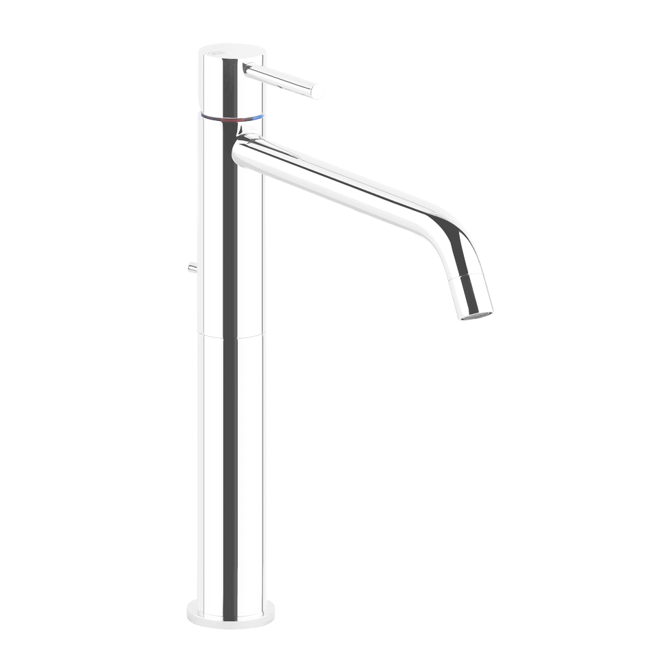 Mélangeur de lavabo VIA TORTONA S 211 mm, goulot fixe H jusqu'à l'aérateur 215 mm, H levier 297 mm, vidage excentrique, tuyaux de raccordement flexibles 3/8", groupe acoustique I, débit 5 l/min, 149 Finox