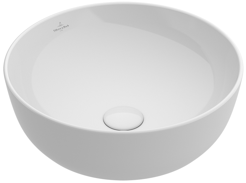 Lavabo à poser rond ARTIS D 43 cm, céramique, sans trop-plein, sans trou robin., standard, blanc