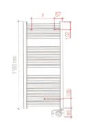 Radiateur sèche-serviettes SAMI Droit, H 111 x L 60 cm, 700W, électrique, thermostat SMART Plus, blanc RAL9016