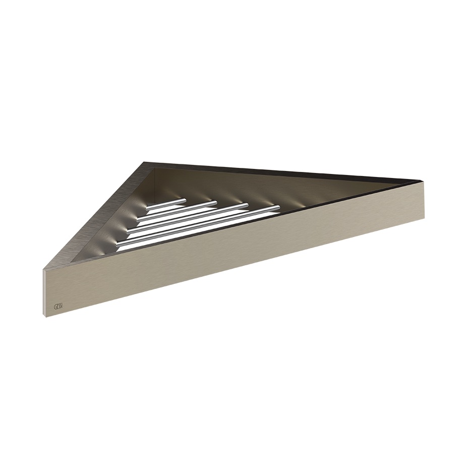 Corbeille douche RETTANGOLO,  modèle d'angle, L25.3 x P25.3 x ép. 3.5 cm, optique finox