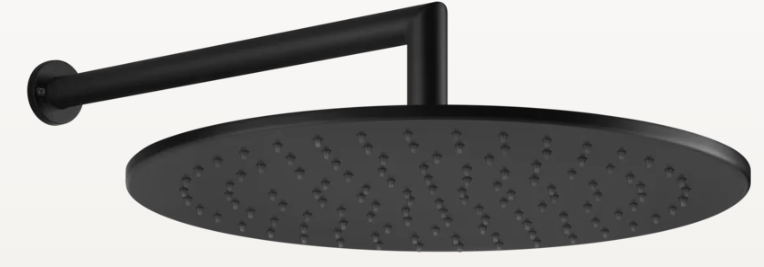 Tête de douche ronde EMPORIO Diam. 30 cm, avec bras mural de douche 1/2" L= 34.8 cm, modèle coude rond avec rosace ronde, 3 bar, groupe acoustique I, débit 9 l/min, 299 noir XL