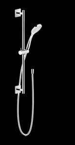 Glissière de douche 60 cm EMPORIO, rosace carrée, inclus flexible 150 cm et douchette à main 1 jet, 299 noir XL