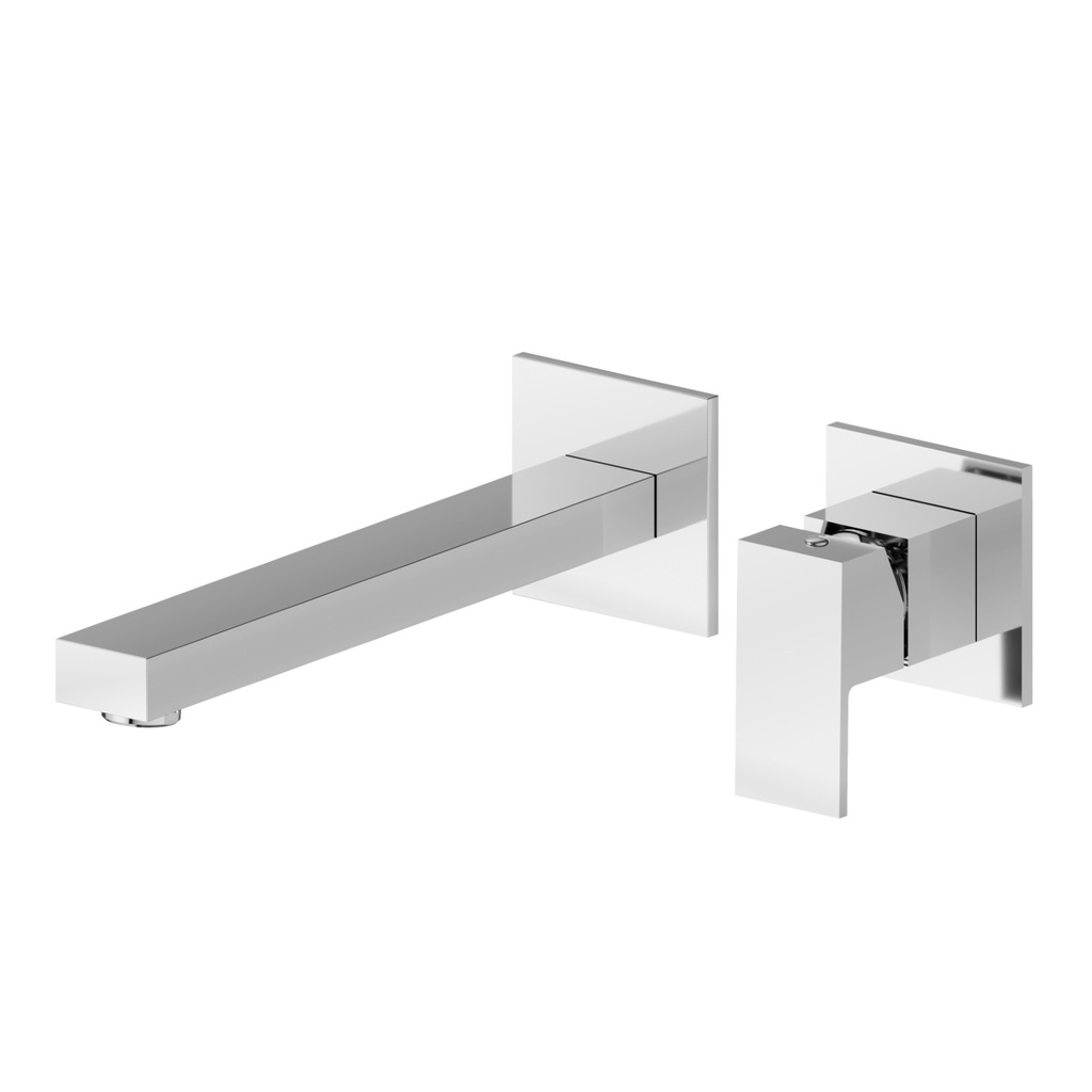 Mélangeur de lavabo mural ERGO-Q, S 170, écartement entre poignée et bec 233 mm, raccords 1/2", sans corps à encastrer, chromé