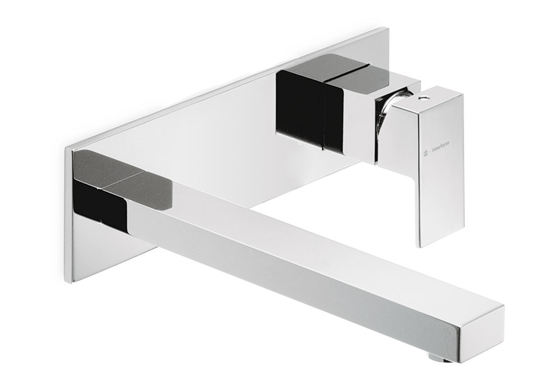 Mélangeur de lavabo mural ERGO-Q, S 170 mm, écartement entre poignée et bec 120 mm, avec plaque rectangulaire 195x75 mm, raccords 1/2", sans corps à encastrer, chromé