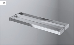 Porte-serviette simple, chromé + tablette en verre, chromé, longueur 600 mm pour paroi WALK-IN PUR