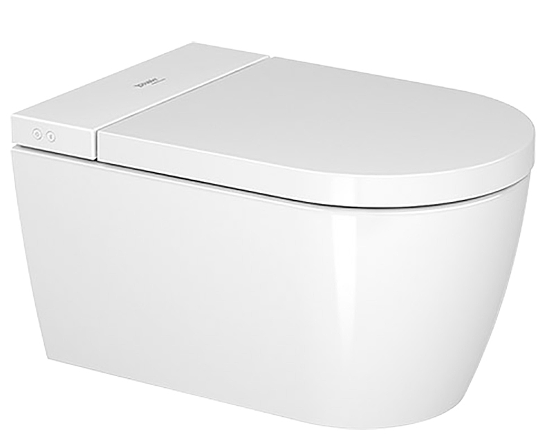 WCdouche, STARCK F PLUS, cuvette murale en céramique blanc, pour chasse d'eau à encastrer, rimless, douche rectale, féminine et oscillatoire, mode d'économie d'énergie intelligent séchoir à air chaud, la température de l'eau, de l'assise et de séchage ainsi que la position des buses et l'intensité des jets sont réglables individuellement vidange automatique en cas de non-utilisation prolongée fonction détartrage, veilleuse de nuit, télécommande incluse commande via App, douche autonettoyante, ouverture et fermeture motorisée du couvercle, avec raccordements cachés, 220-240 V sans set de raccordement 1007310000 et kit pré-installation 0050720000, clean effect blanc