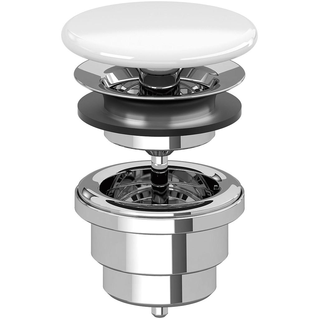 Vidage de lavabo plat, en céramique, la bonde ne peut être fermée, standard, blanc