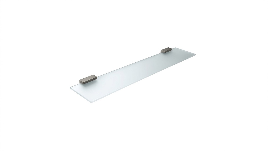 Tablette LEO verre satiné, 2 supports 60 x 13 cm, Nickel brossé