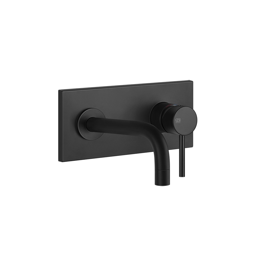 Mélangeur de lavabo mural VIA TORTONA avec bec court 147 mm, sans corps à encastrer Nr. 38497, groupe acoustique I, débit 5 l/min, 299 noir XL