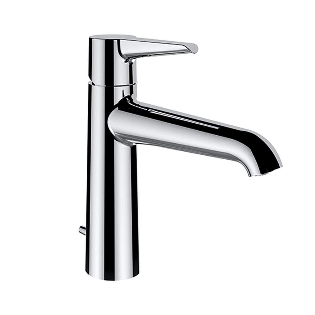Mélangeur de lavabo PURE S 140 mm, goulot fixe Eco+, eau froide par position du levier au milieu vidage excentrique, chromé
