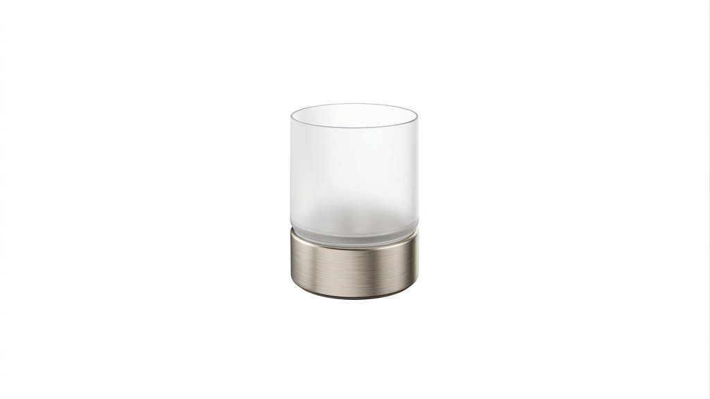 Porte-verre à poser MILAN verre en verre satiné, nickel brossé