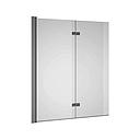 Pare-baignoire repliable 2 panneau SOLA, L 110 cm, H 150 cm, ouverture 180°, profilés poli brillant, verre sécurit transparent 6 mm, charnière à gauche