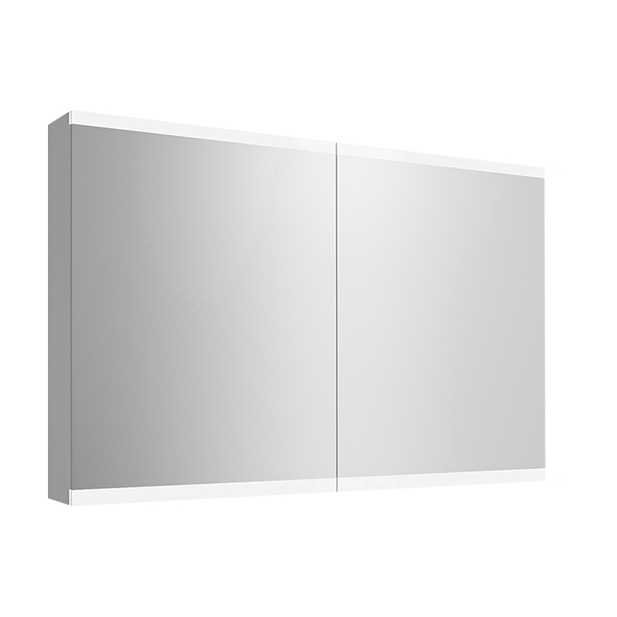 Armoire de toilette MAGNUM 100 x 71,7 x 13,6 cm profil en aluminium, 2 prises double en bas à droite et à gauche, 2 portes à double miroir (50/50), éclairage LED 5214 Lumen, IP24, standard, blanc