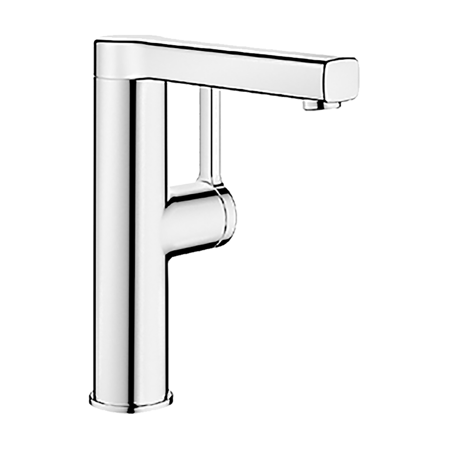 Mélangeur de lavabo AVA 2.0 S 150 mm, goulot mobile levier possible uniquement sur la droite, vidage Push Open, chromeline