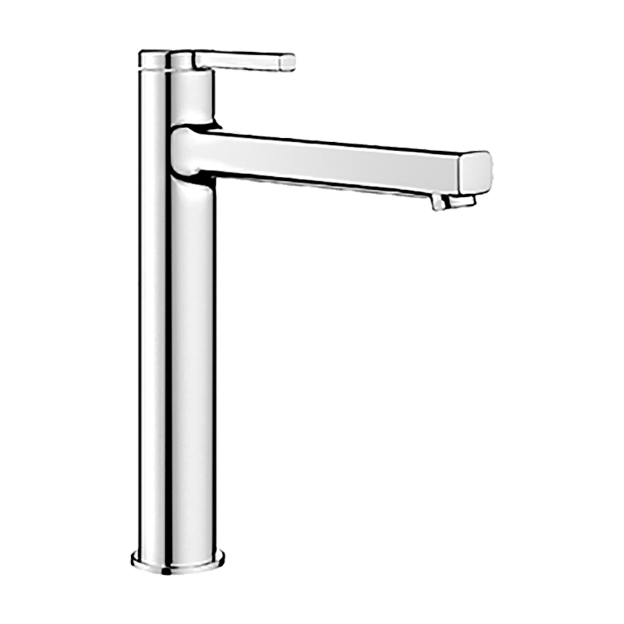 Mélangeur de lavabo AVA 2.0 S 185 mm, goulot fixe haute colonne H jusqu'à aérateur 197 mm H levier ouvert 308 mm vidage Push Open, chromeline