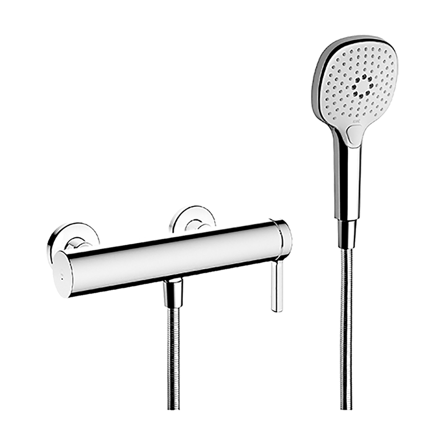 Mélangeur de douche AVA 2.0 E 153 mm, raccords d'arrêt 1/2" x 1/2", avec douche et tuyau, chromeline
